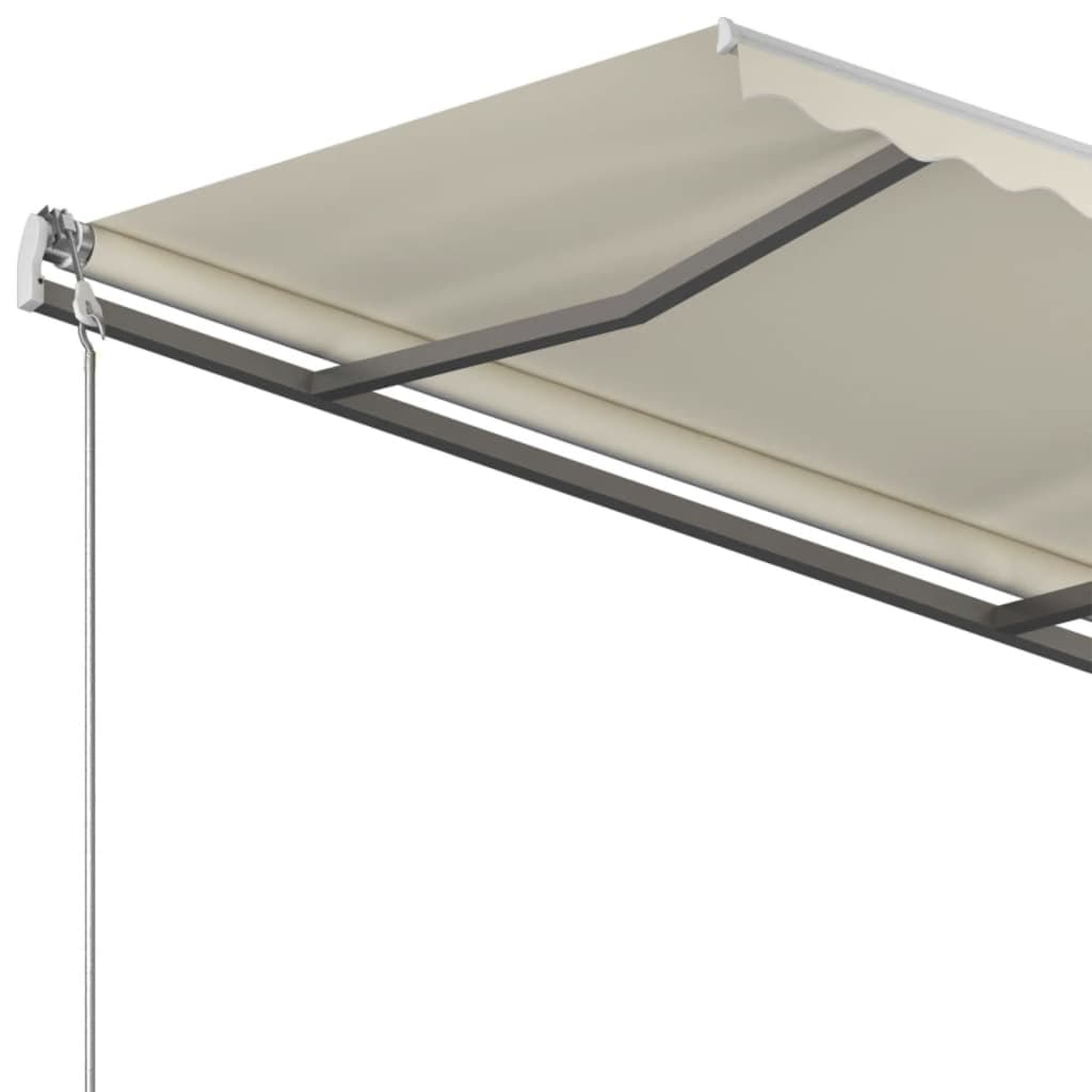 vidaXL Copertină autonomă retractabilă manual, crem, 400x300 cm