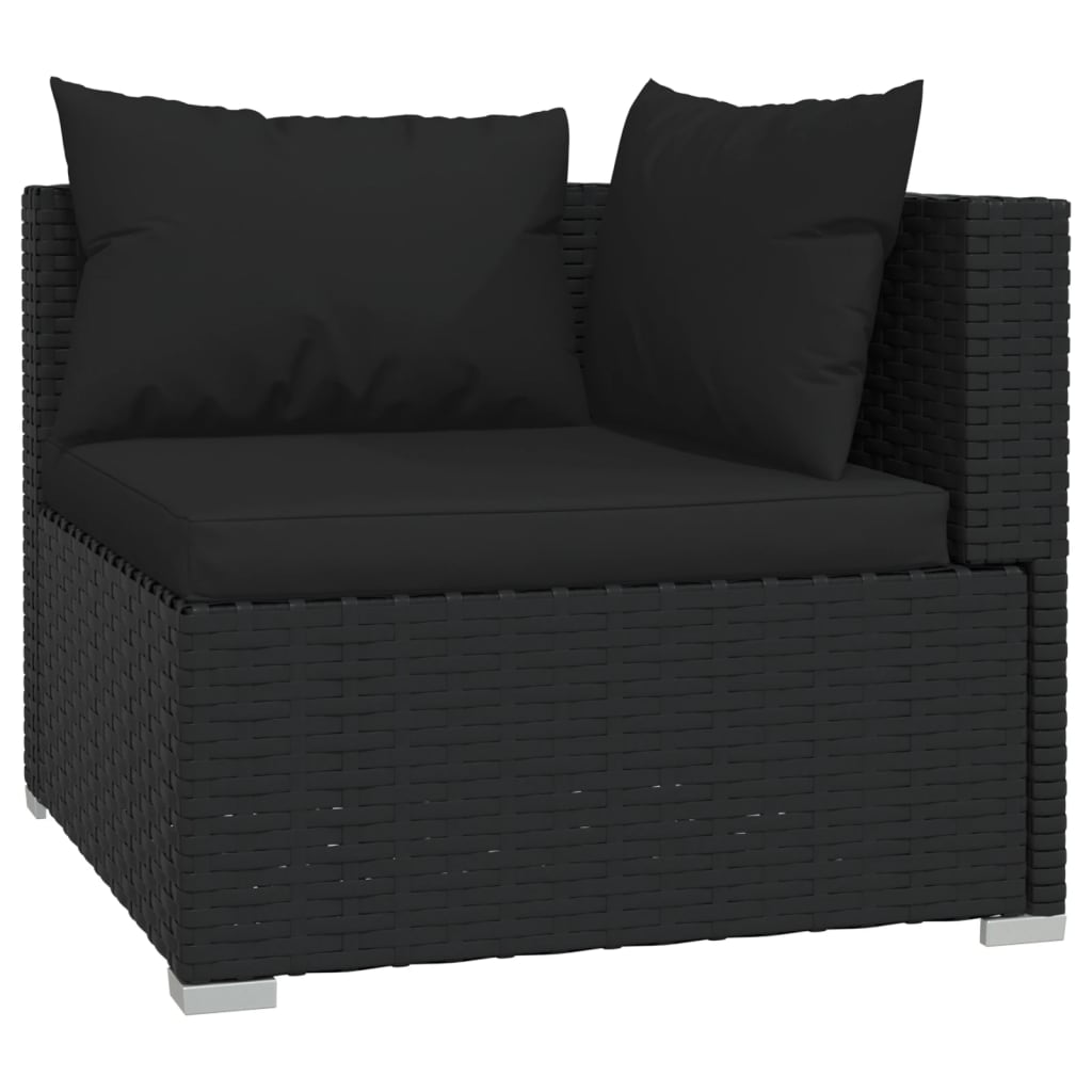 vidaXL Set mobilier de grădină cu perne, 9 piese, negru, poliratan