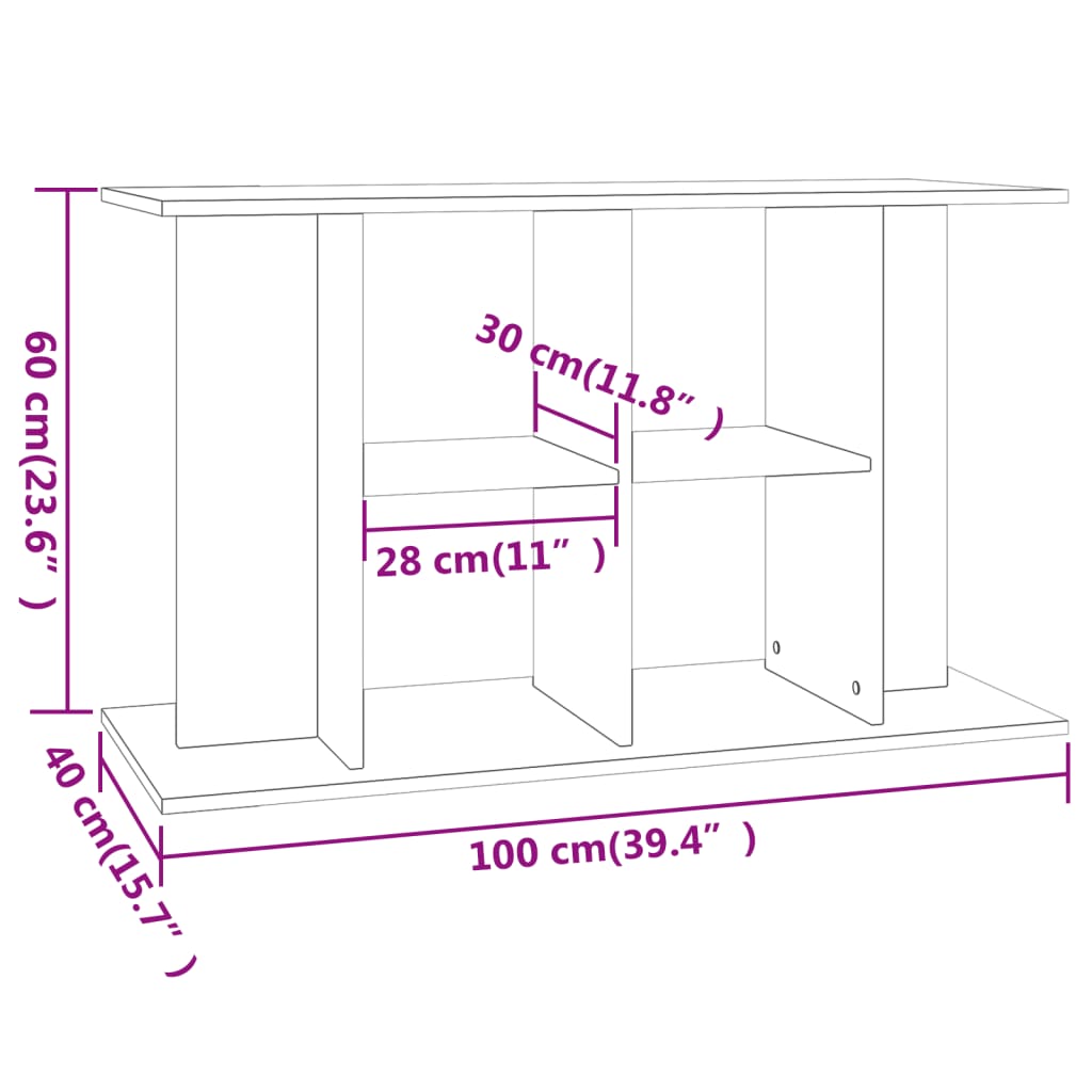 vidaXL Suport pentru acvariu, negru, 100x40x60 cm, lemn prelucrat