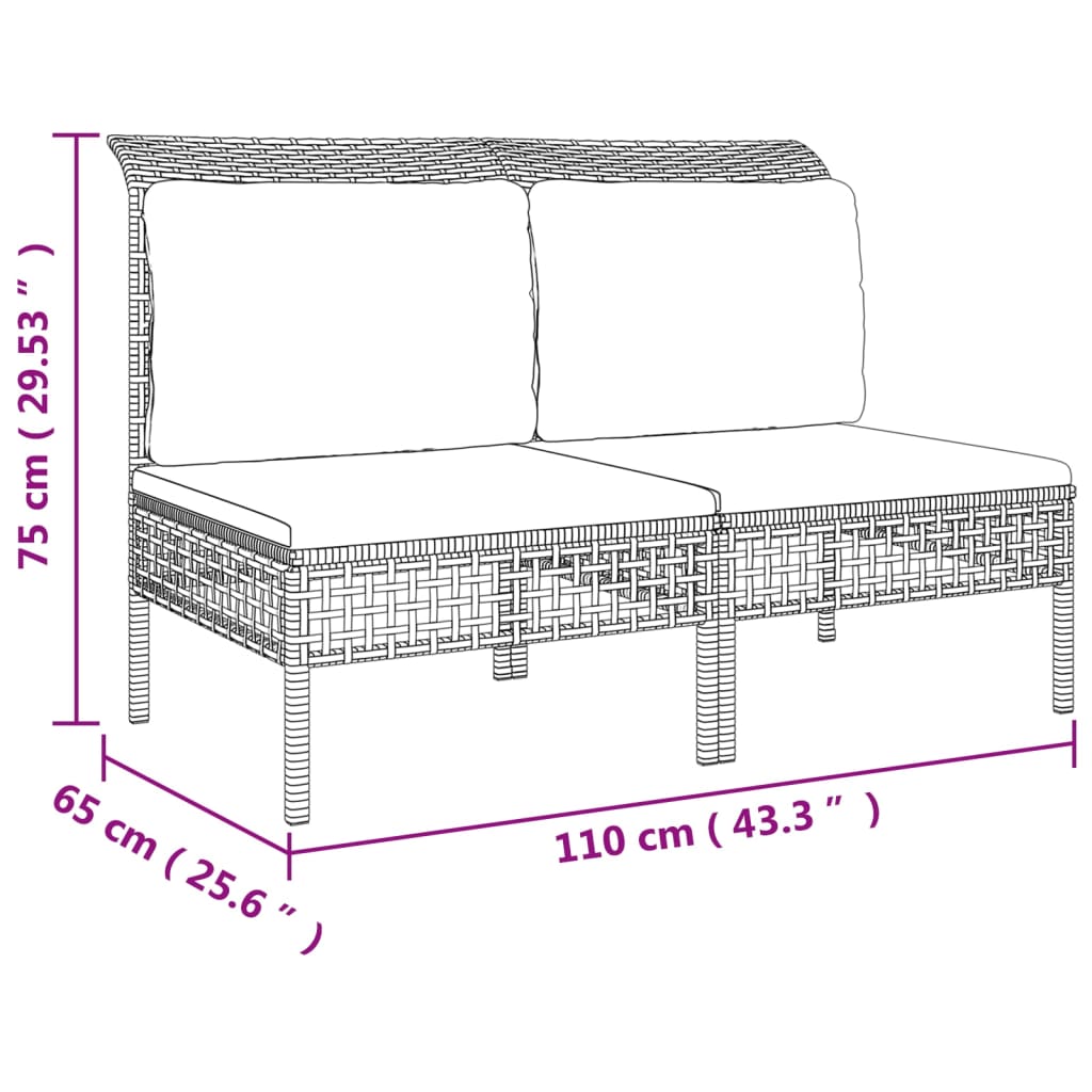 vidaXL Set mobilier de grădină cu perne, 6 piese, gri, poliratan