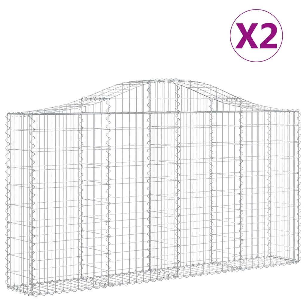 vidaXL Coșuri gabion arcuite 2 buc, 200x30x100/120 cm fier galvanizat