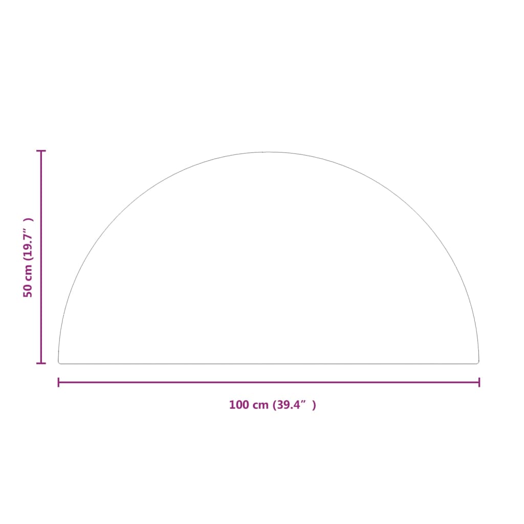 vidaXL Placă de sticlă pentru șemineu, semi-rotundă, 1000x500 mm