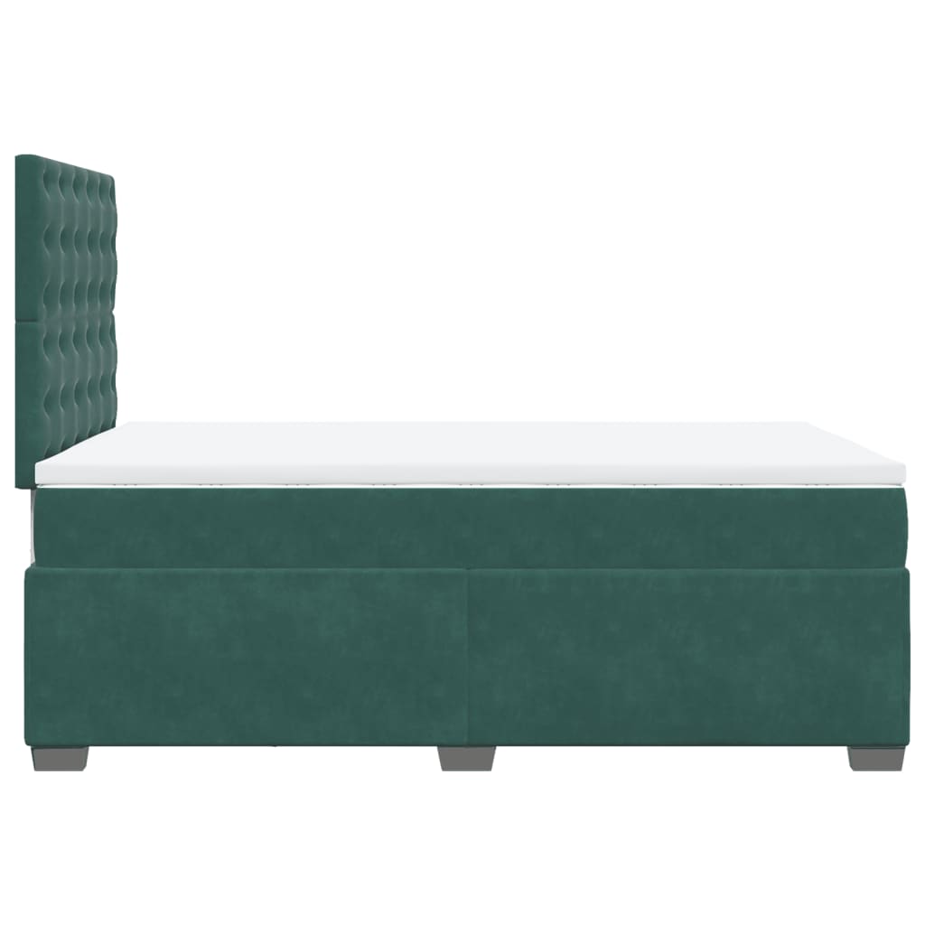 vidaXL Pat box spring cu saltea, verde închis, 120x200 cm, catifea