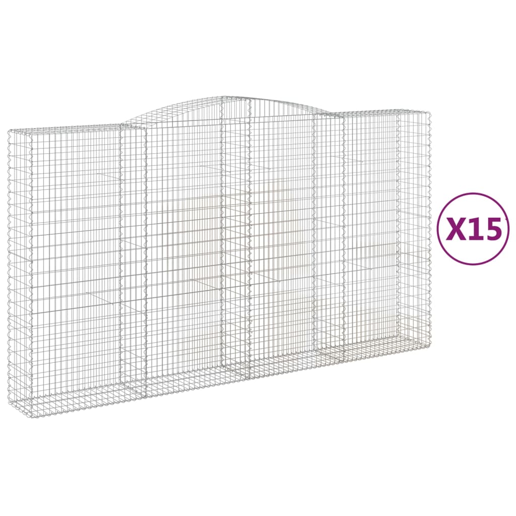 vidaXL Coșuri gabion arcuite, 15 buc 400x50x220/240cm, fier galvanizat