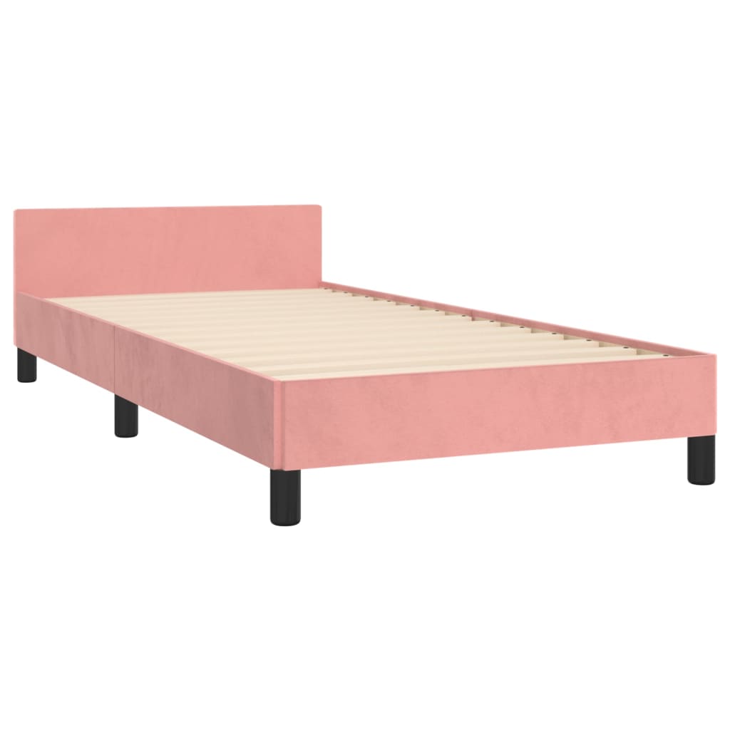 vidaXL Cadru de pat cu tăblie, roz, 90x190 cm, catifea