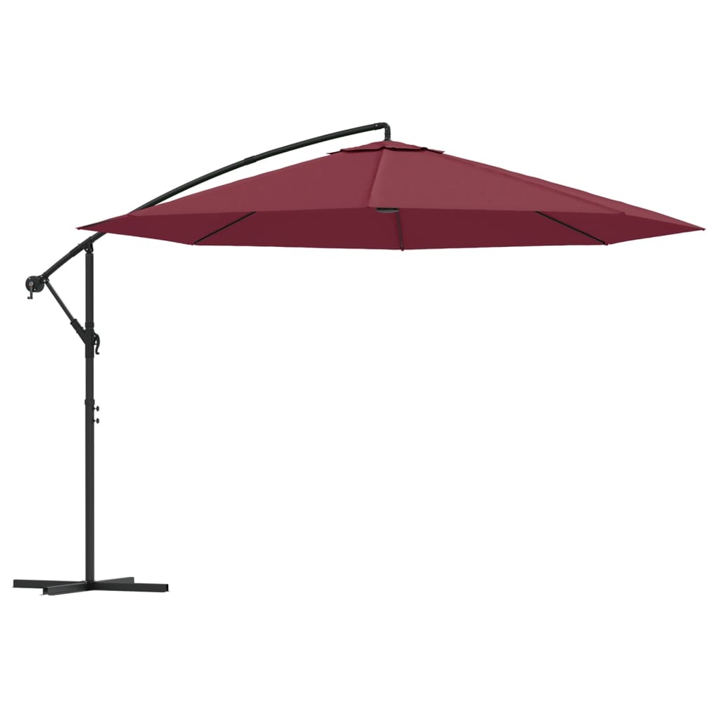 vidaXL Umbrelă suspendată cu stâlp din aluminiu, 350 cm, roșu bordo