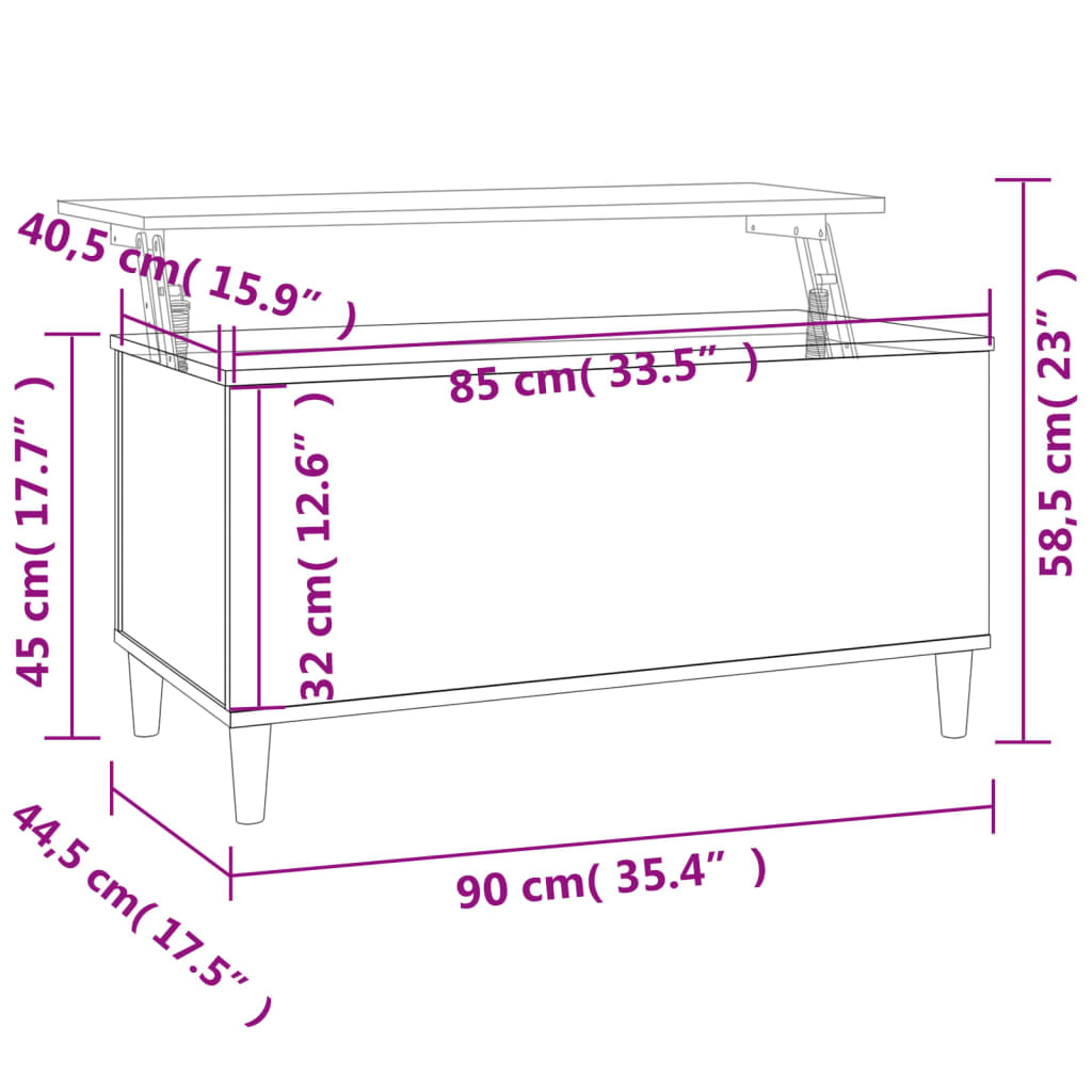 vidaXL Măsuță de cafea, gri beton, 90x44,5x45 cm, lemn compozit