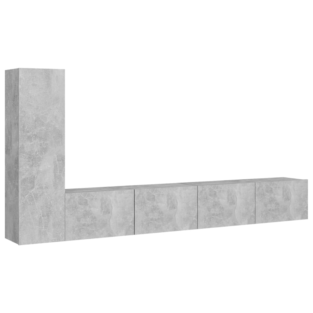 vidaXL Set de dulapuri TV, 3 buc., gri beton, lemn prelucrat