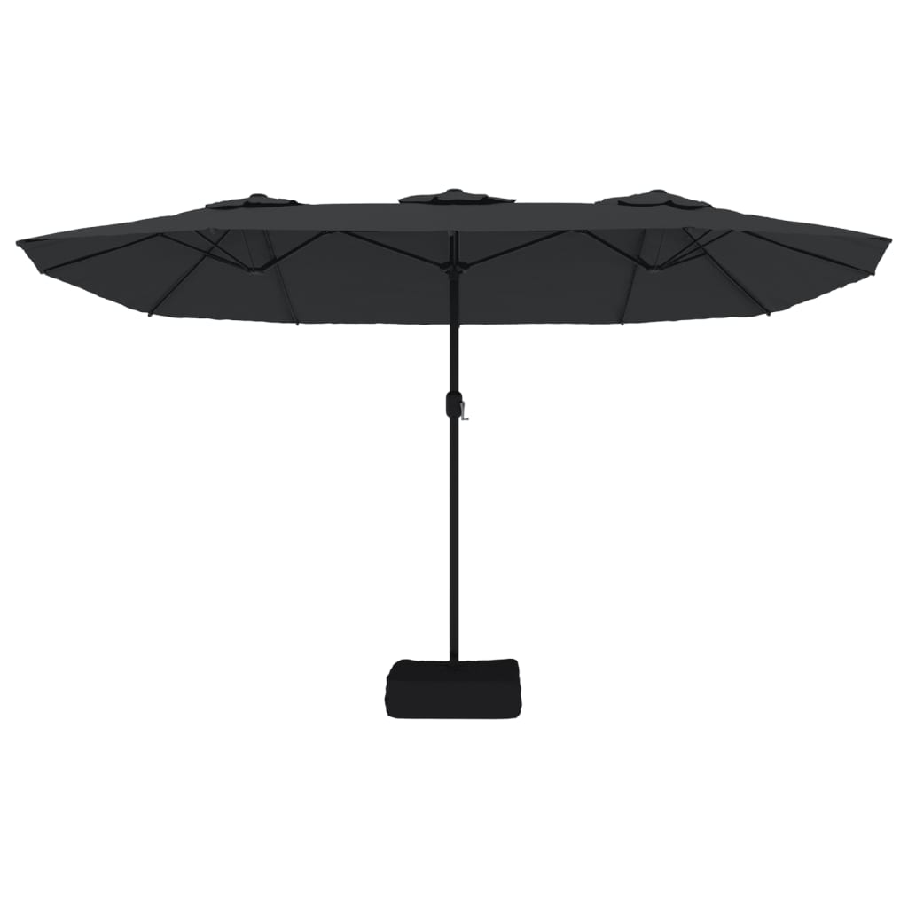 vidaXL Umbrelă de grădină cu două capete/LED-uri, negru, 449x245 cm