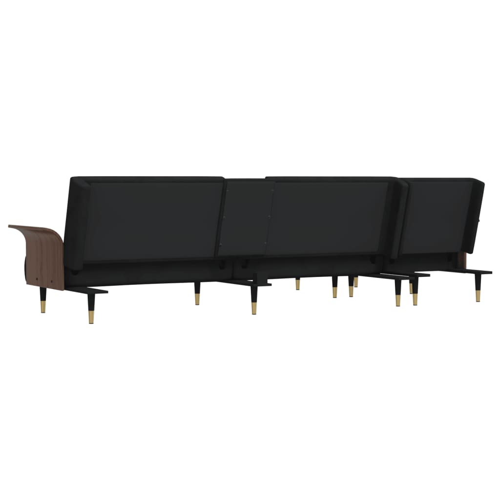 vidaXL Canapea extensibilă în formă de L negru 279x140x70 cm catifea