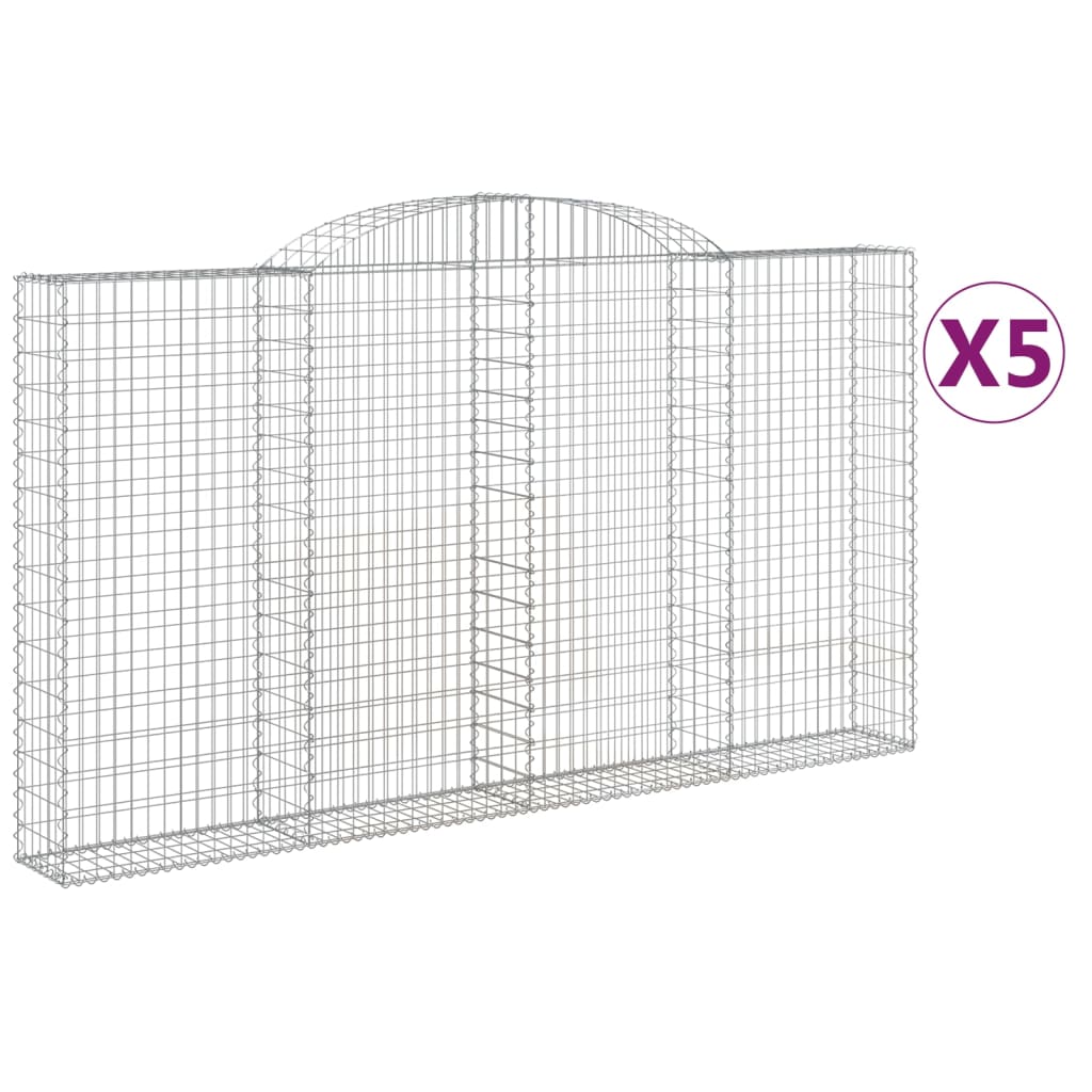 vidaXL Coșuri gabion arcuite 5 buc. 300x30x160/180 cm fier galvanizat