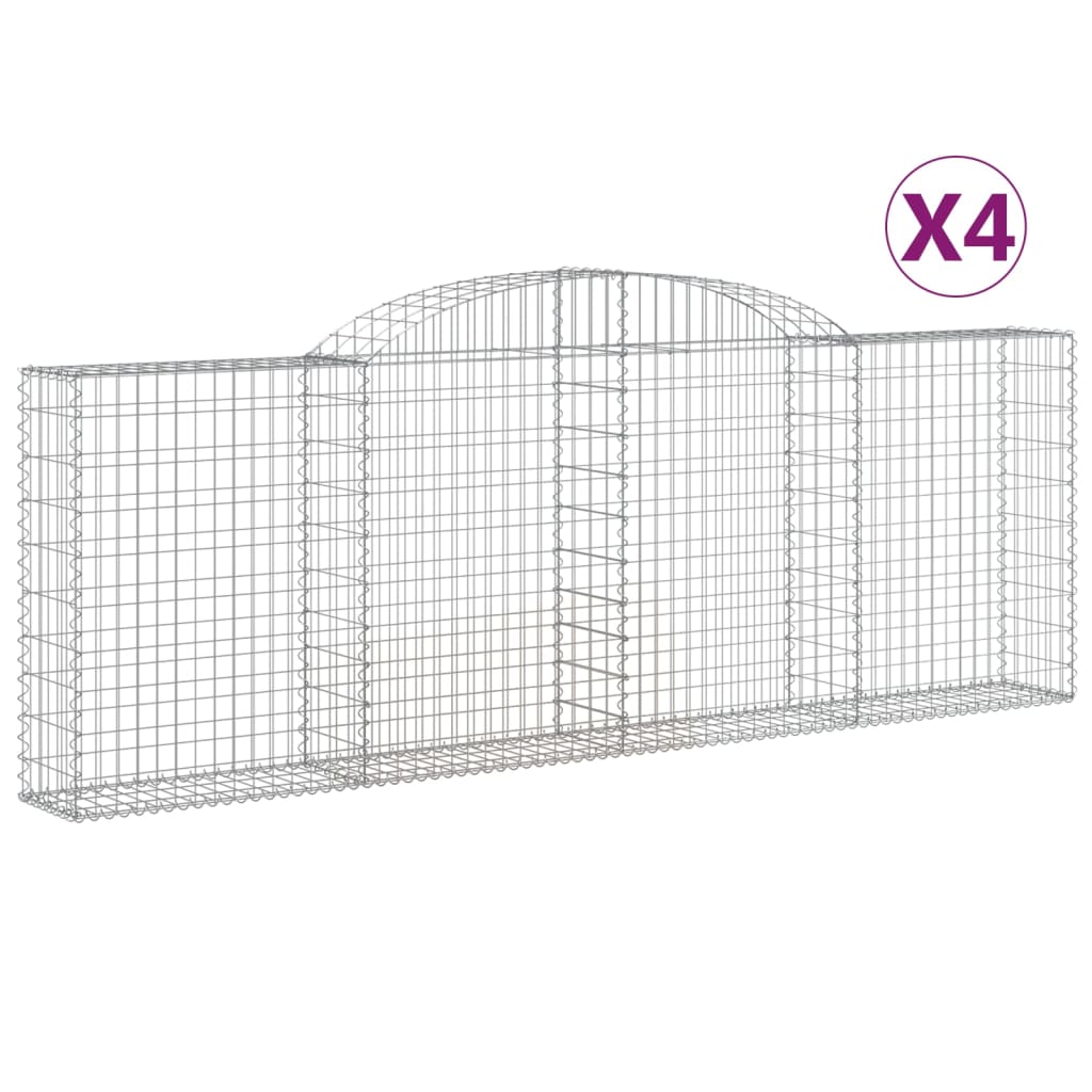 vidaXL Coșuri gabion arcuite 4 buc, 300x30x100/120 cm fier galvanizat