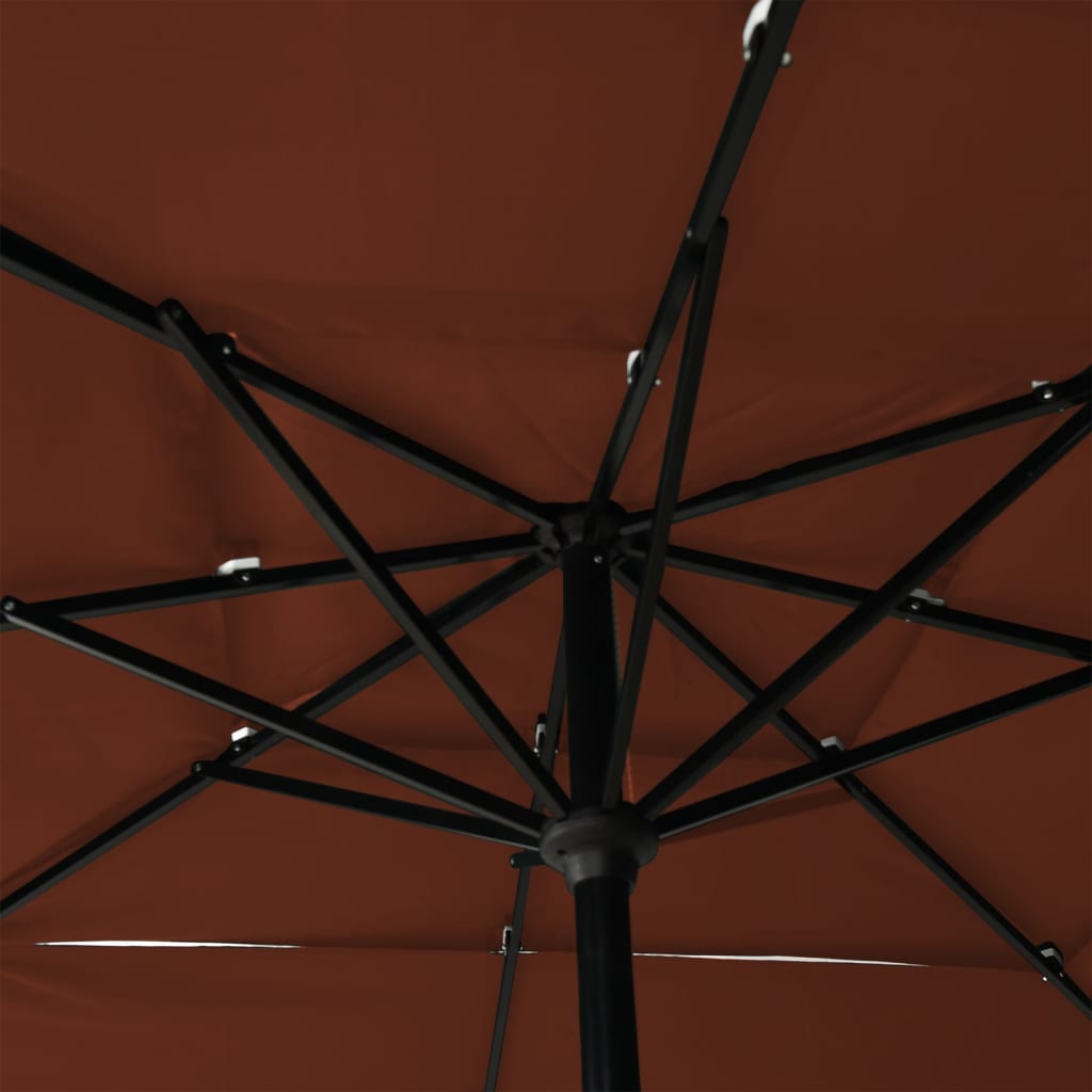 vidaXL Umbrelă de soare 3 niveluri, stâlp aluminiu cărămiziu 2,5x2,5 m