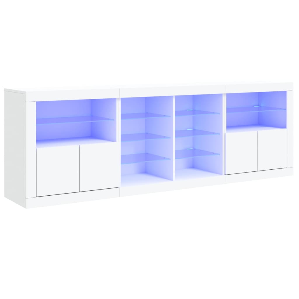 vidaXL Servantă cu lumini LED, alb, 202x37x67 cm