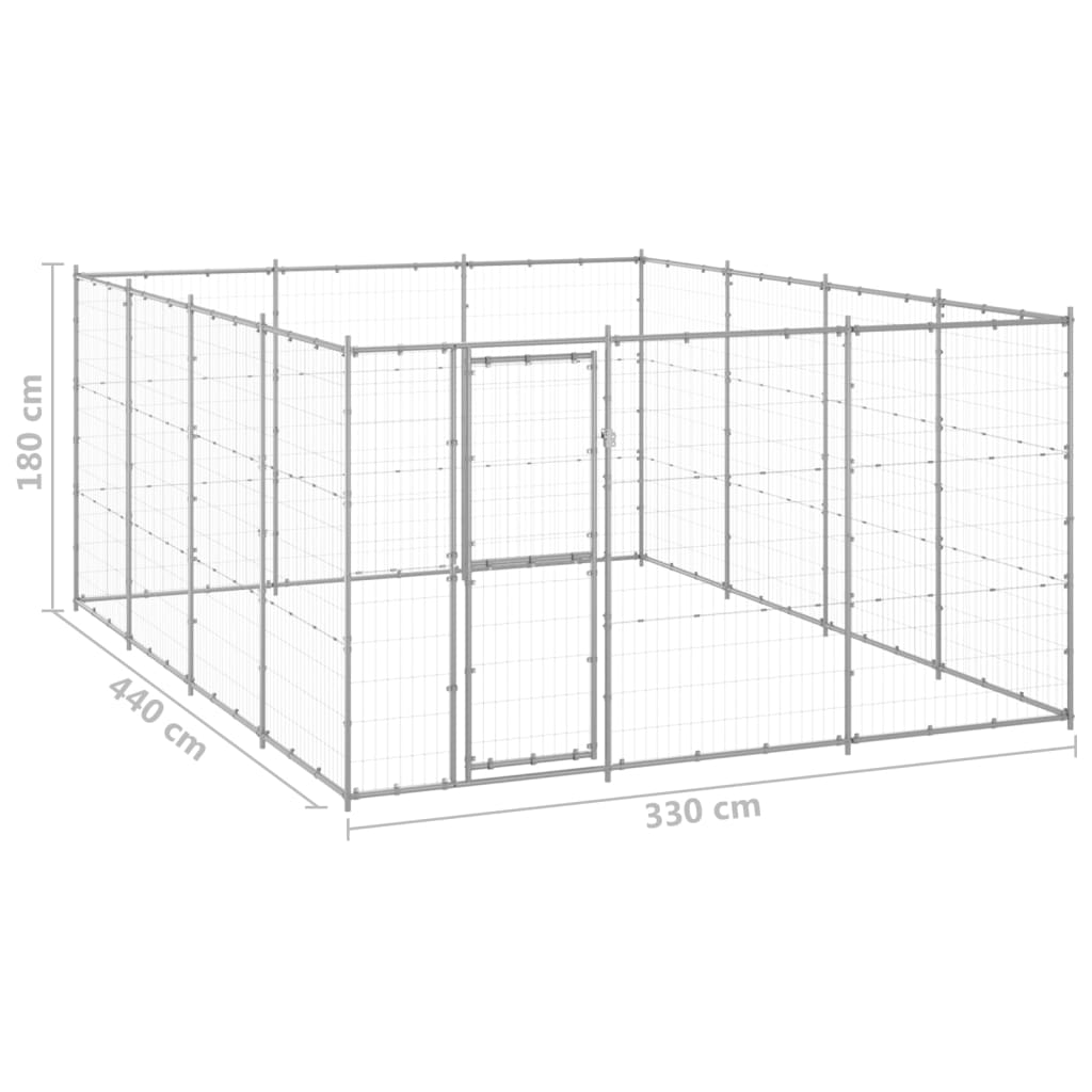 vidaXL Padoc pentru câini de exterior, 14,52 m², oțel galvanizat