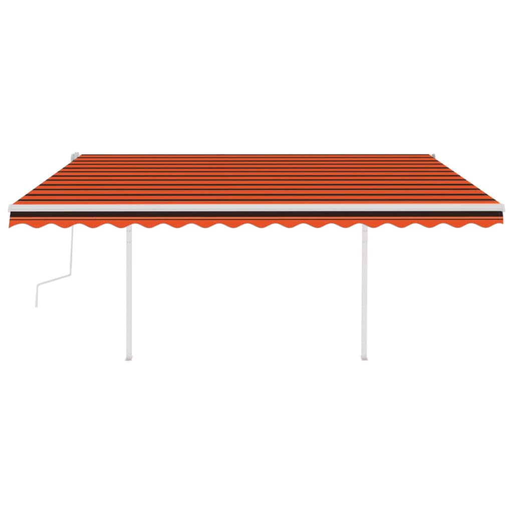 vidaXL Copertină retractabilă manual cu LED portocaliu&maro 4x3,5 m