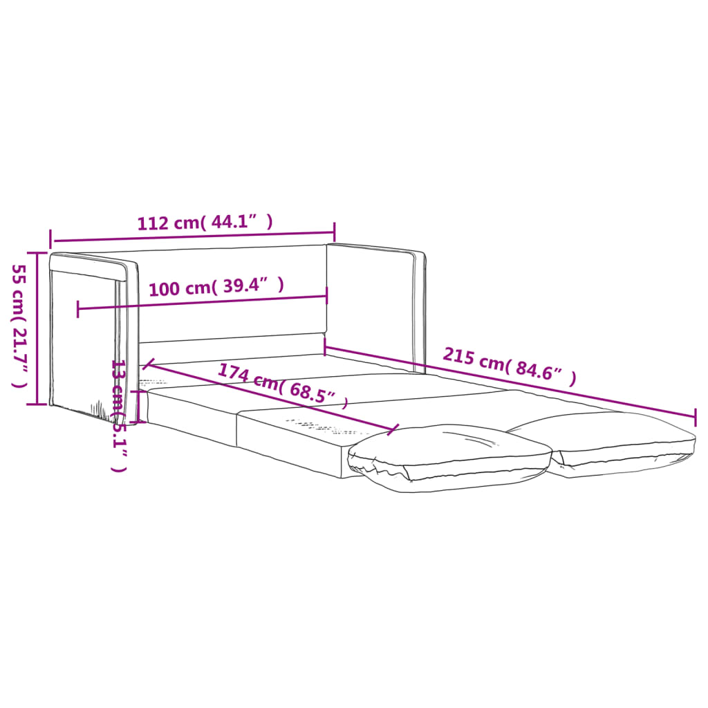 vidaXL Canapea extensibilă 2 în 1, albastru, 112x174x55 cm textil