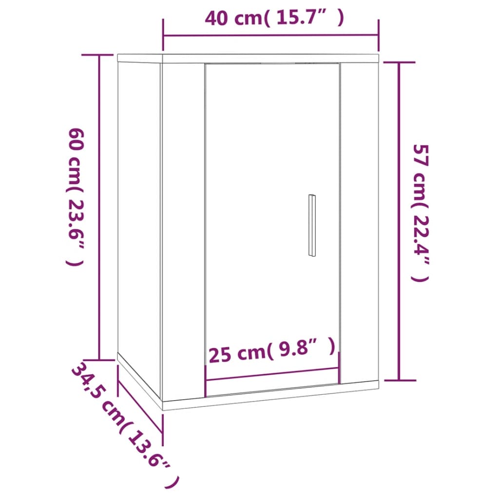 vidaXL Dulap TV montat pe perete, gri sonoma, 40x34,5x60 cm