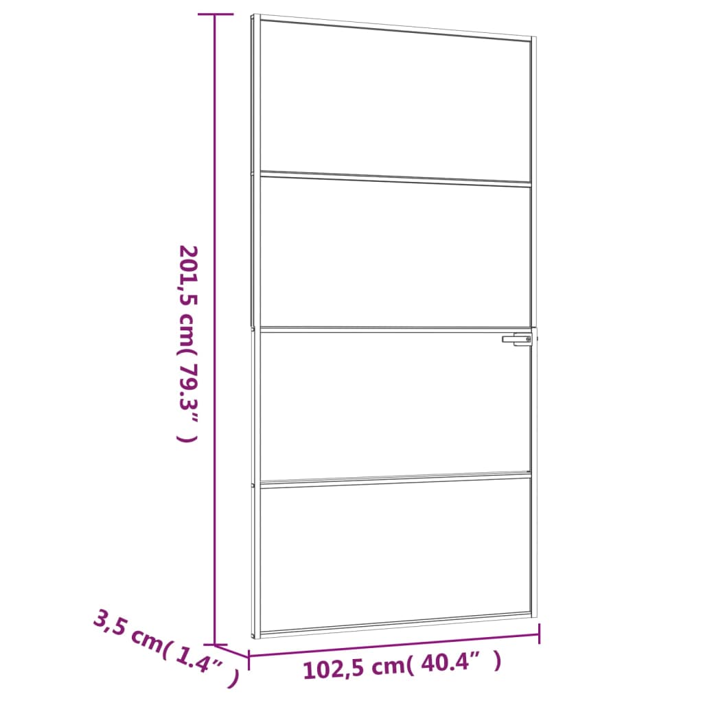 vidaXL Ușă de interior alb 102x201,5 cm sticlă securiz./aluminiu slim