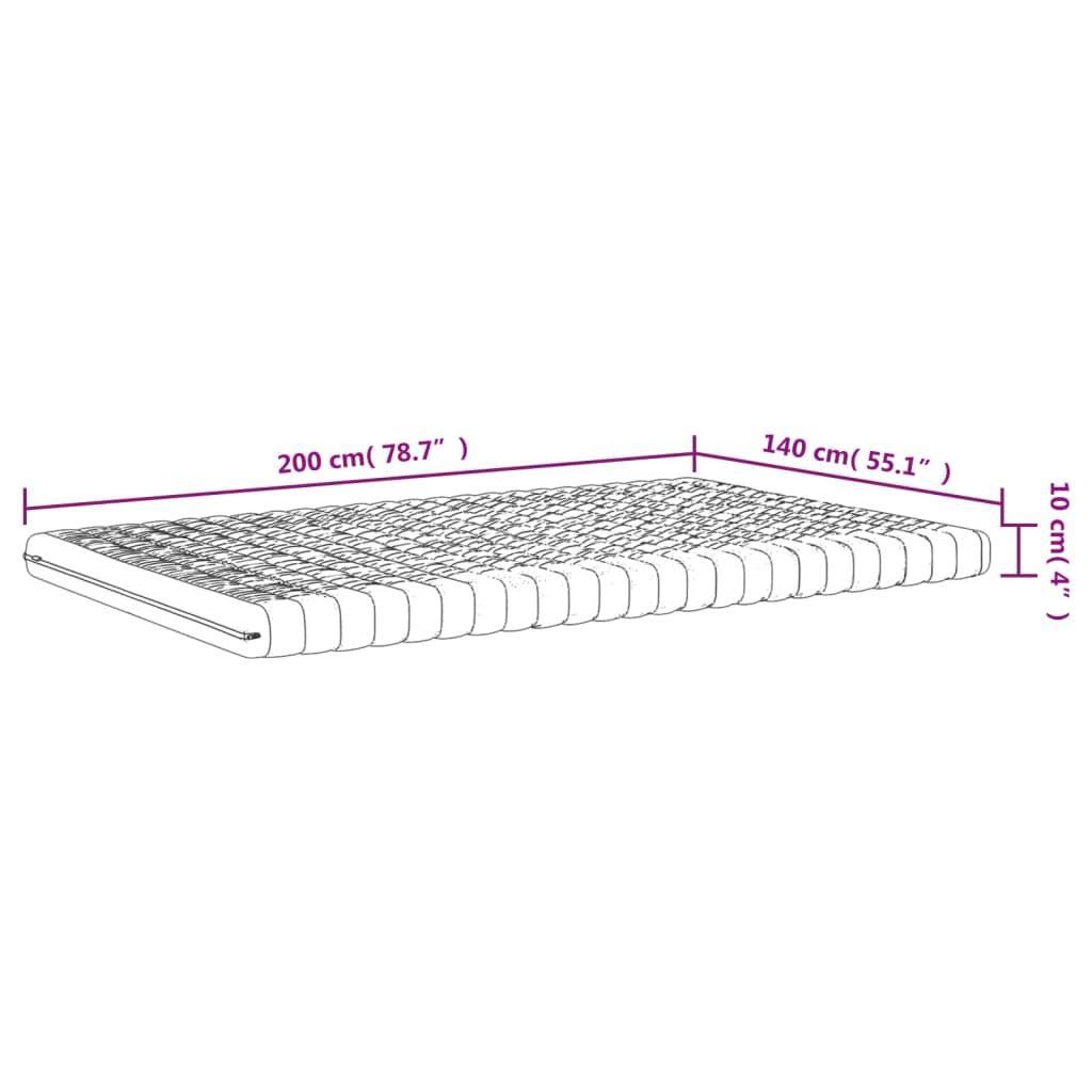 vidaXL Saltea din spumă, alb, 140x200 cm, 7 zone, duritate 20 ILD