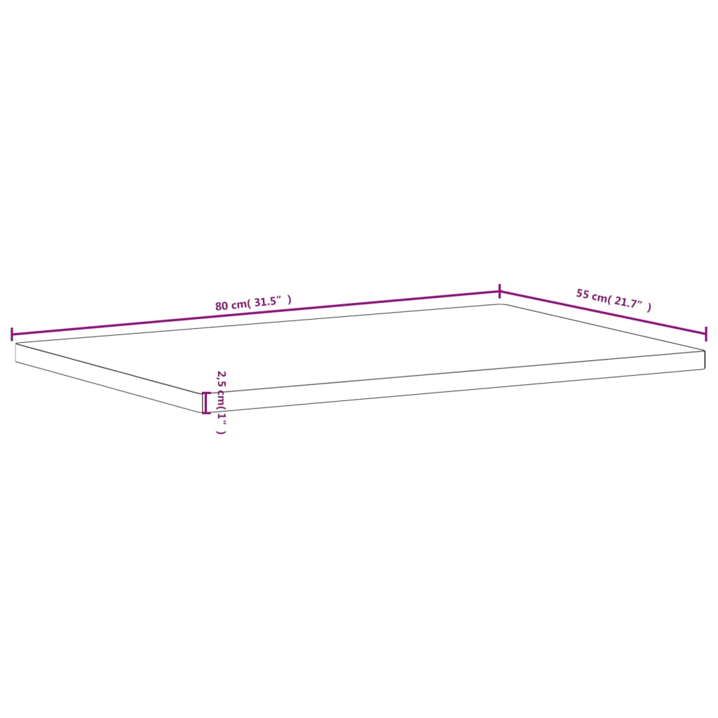 vidaXL Blat de birou, 80x55x2,5 cm, lemn masiv de fag