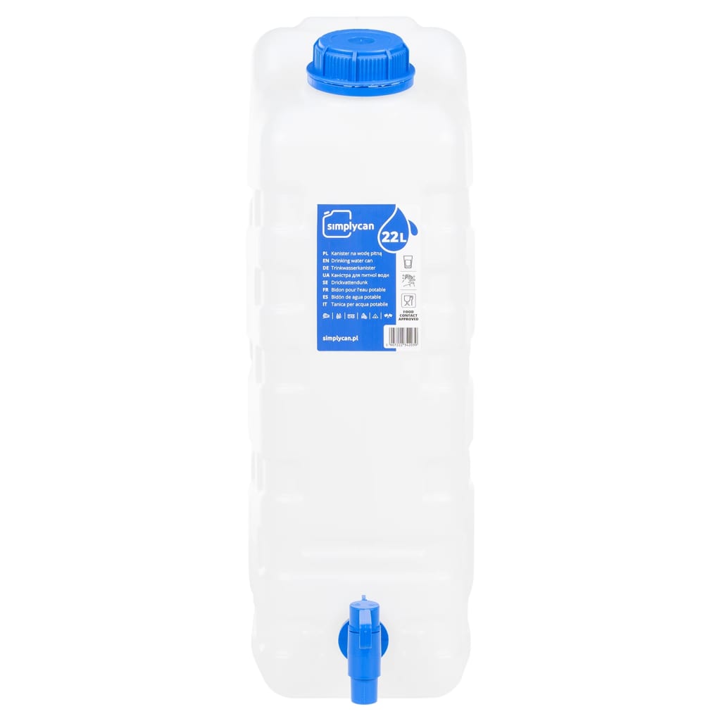 vidaXL Recipient de apă cu robinet, transparent, 20 L, plastic