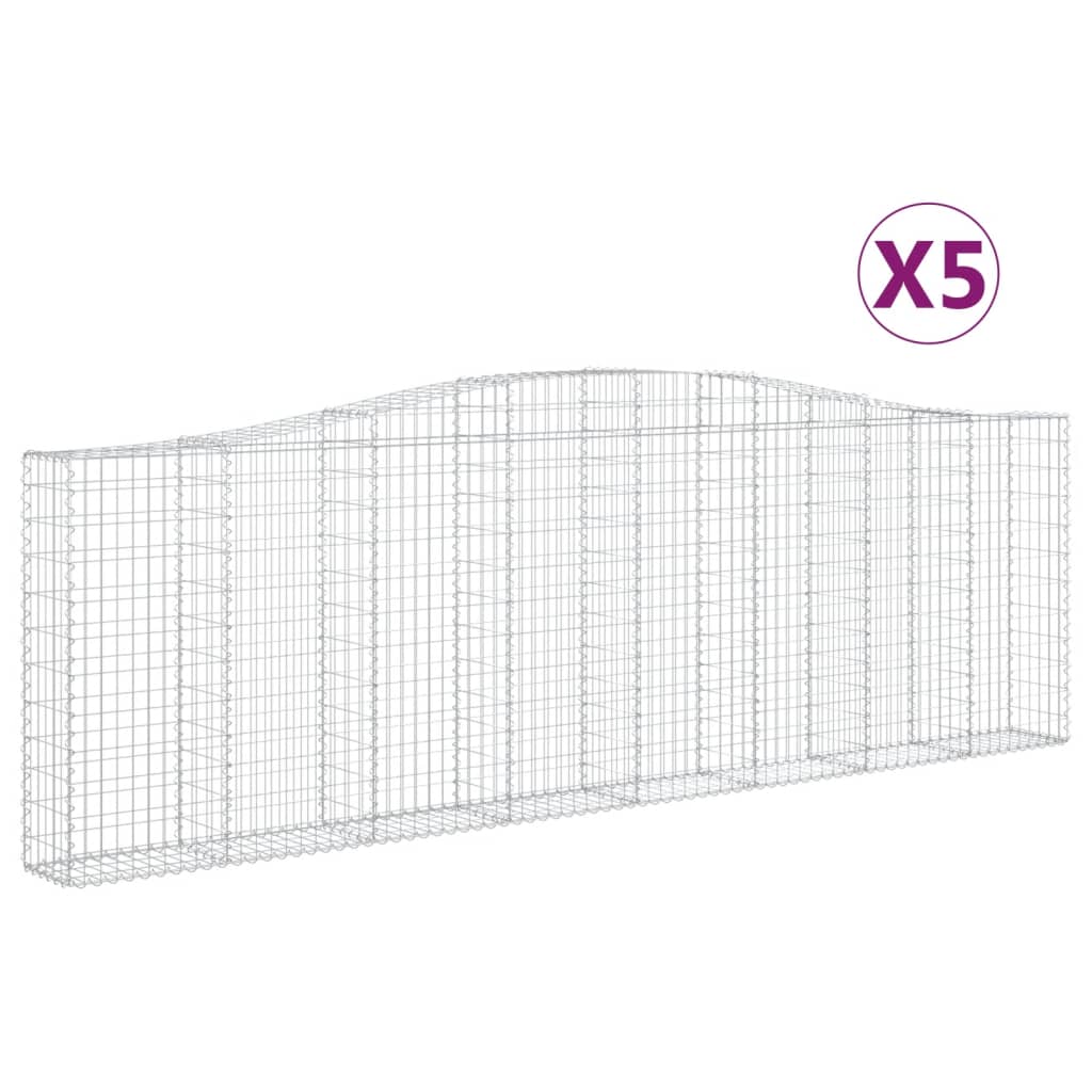 vidaXL Coșuri gabion arcuite 5 buc. 400x30x120/140cm fier galvanizat