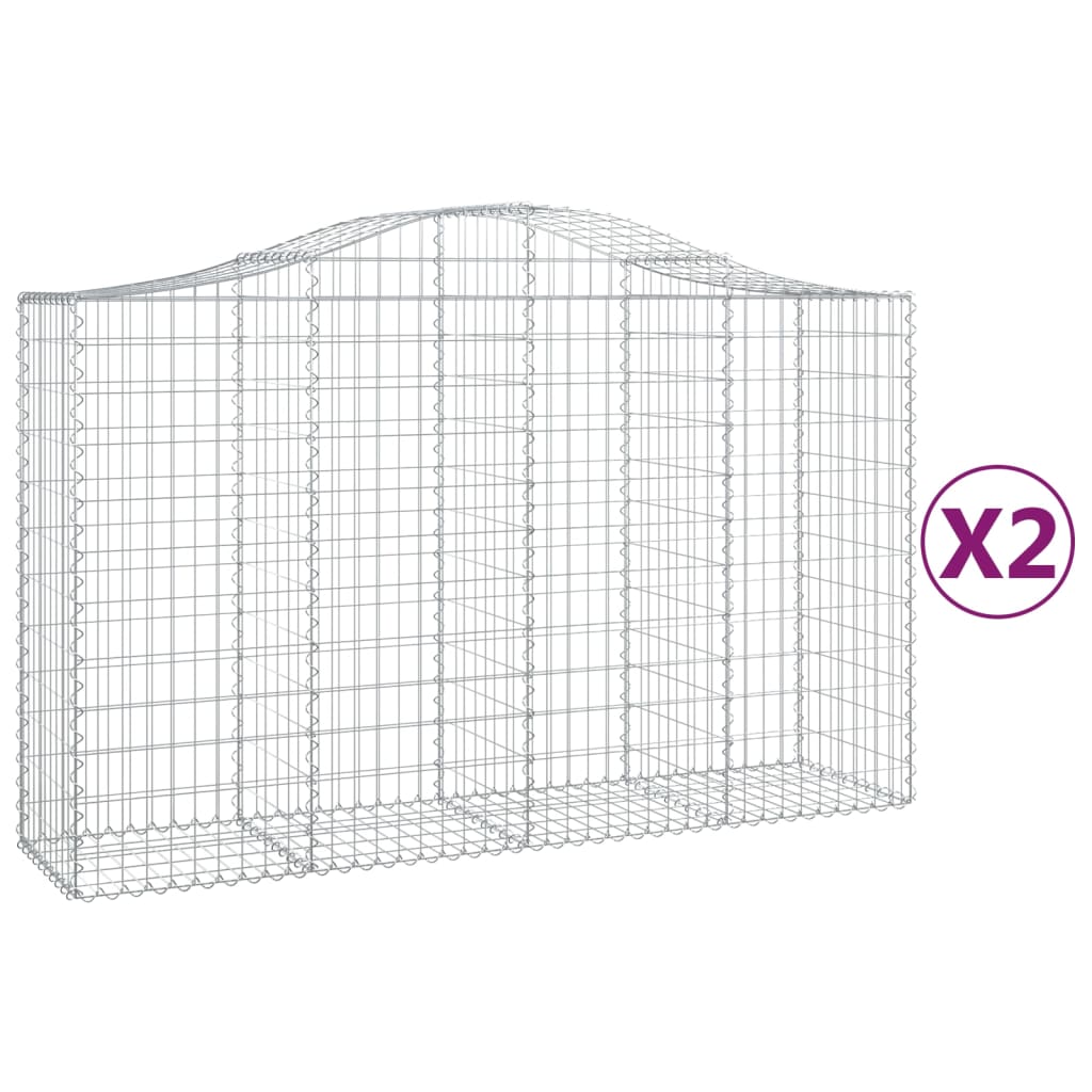 vidaXL Coșuri gabion arcuite 2 buc, 200x50x120/140 cm, fier galvanizat