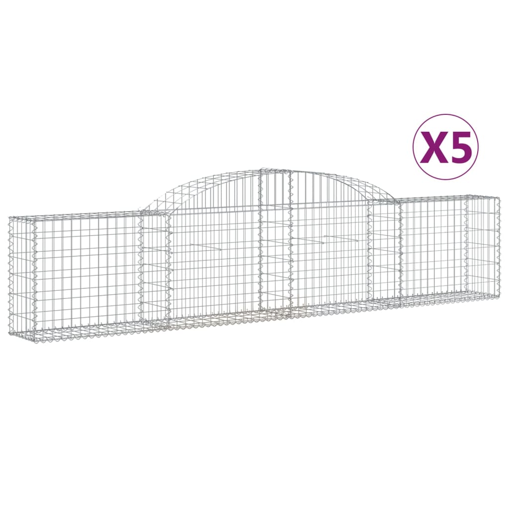 vidaXL Coșuri gabion arcuite, 5 buc., 300x30x60/80 cm, fier galvanizat