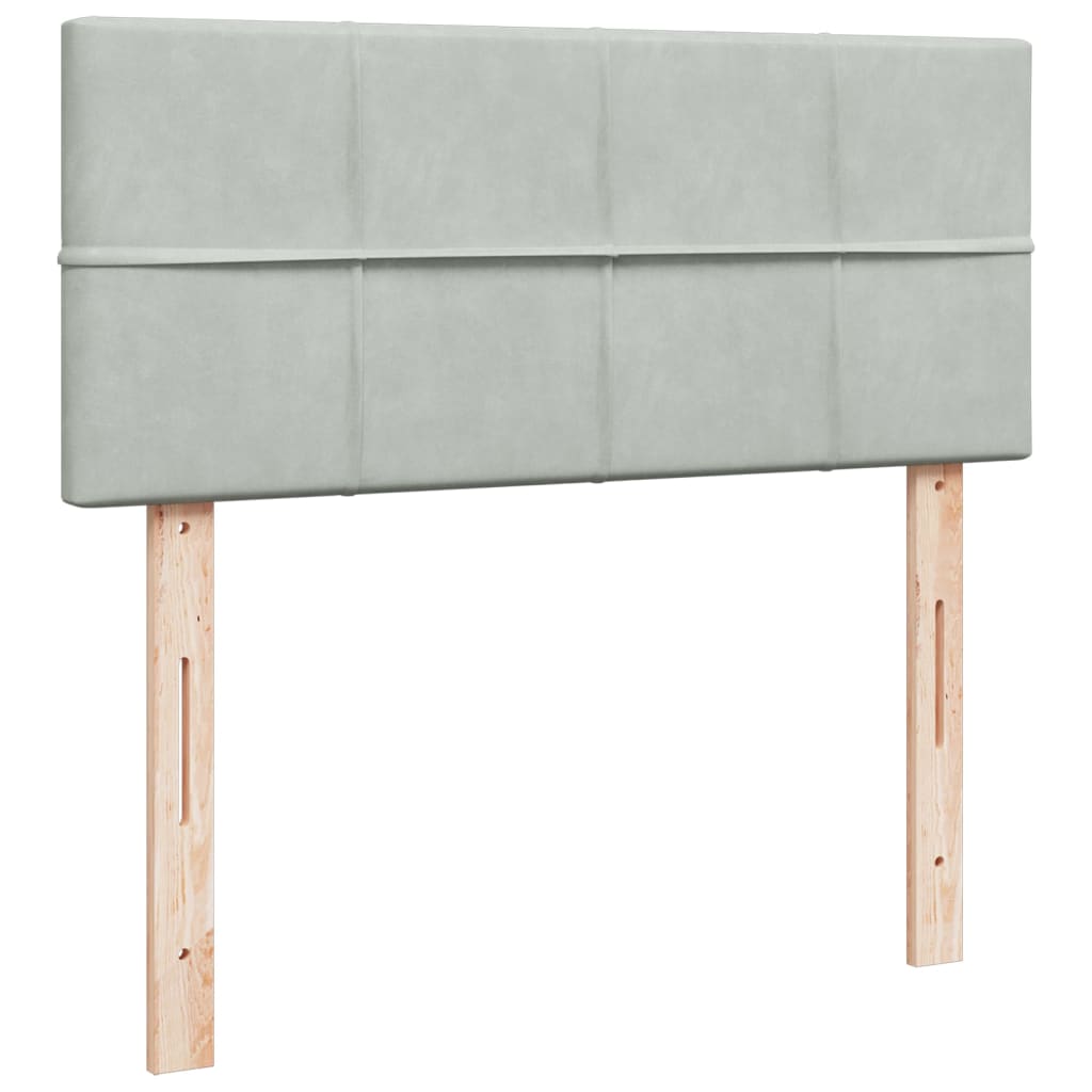 vidaXL Pat box spring cu saltea, gri deschis, 120x190 cm, catifea