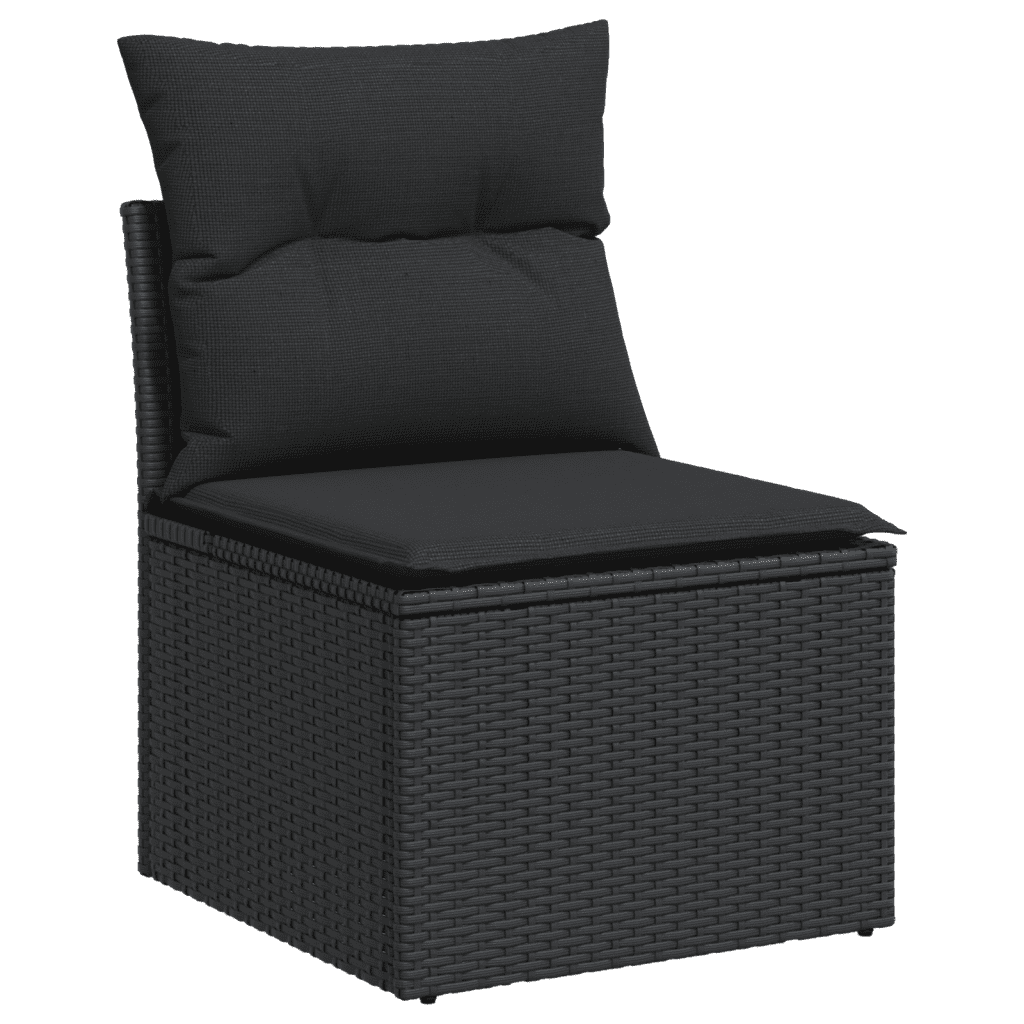 vidaXL Set mobilier de grădină cu perne, 9 piese, negru, poliratan