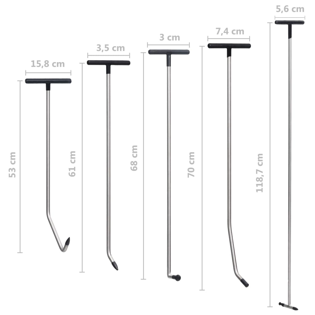 vidaXL Set reparații deformări fără vopsea, 5 piese, oțel inoxidabil