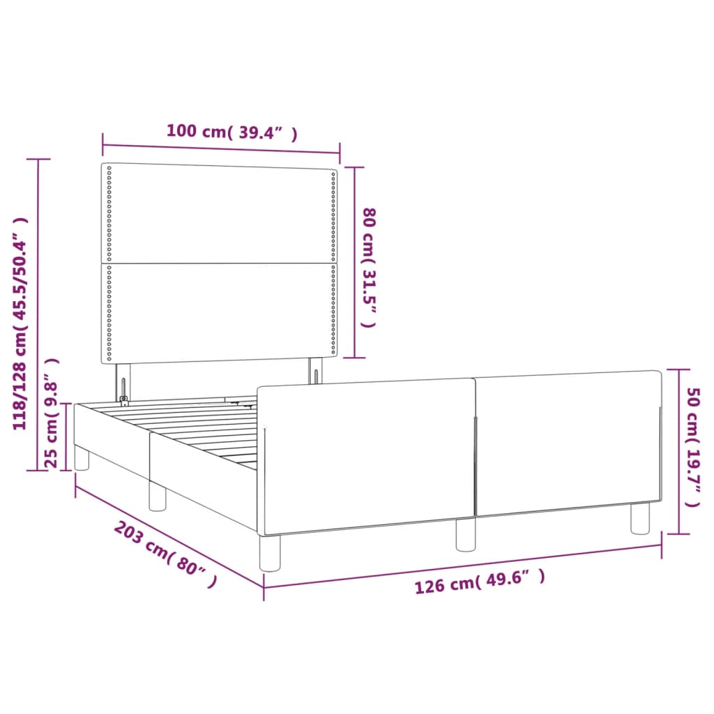 vidaXL Cadru de pat cu tăblie, cappuccino, 120x200 cm, piele ecologică