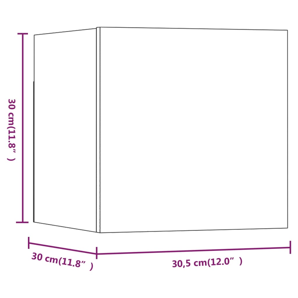 vidaXL Dulap TV montaj pe perete, 2 buc., sonoma gri, 30,5x30x30 cm