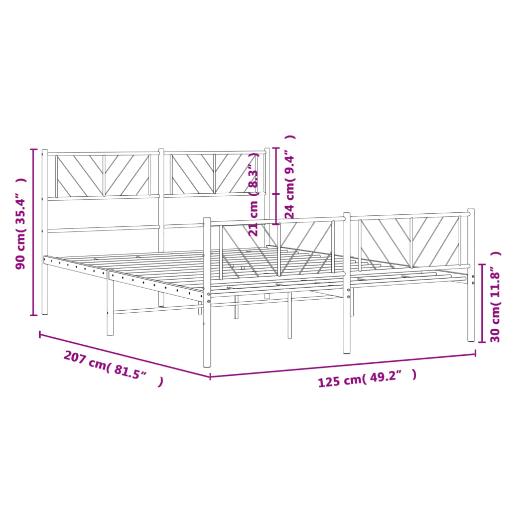 vidaXL Cadru de pat metalic cu tăblie, alb, 120x200 cm