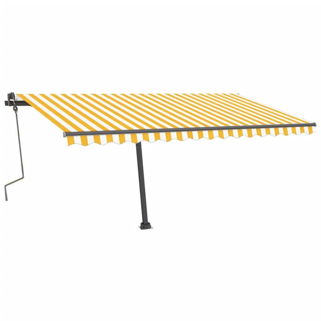 vidaXL Copertină autonomă retractabilă manual, galben/alb, 400x300 cm