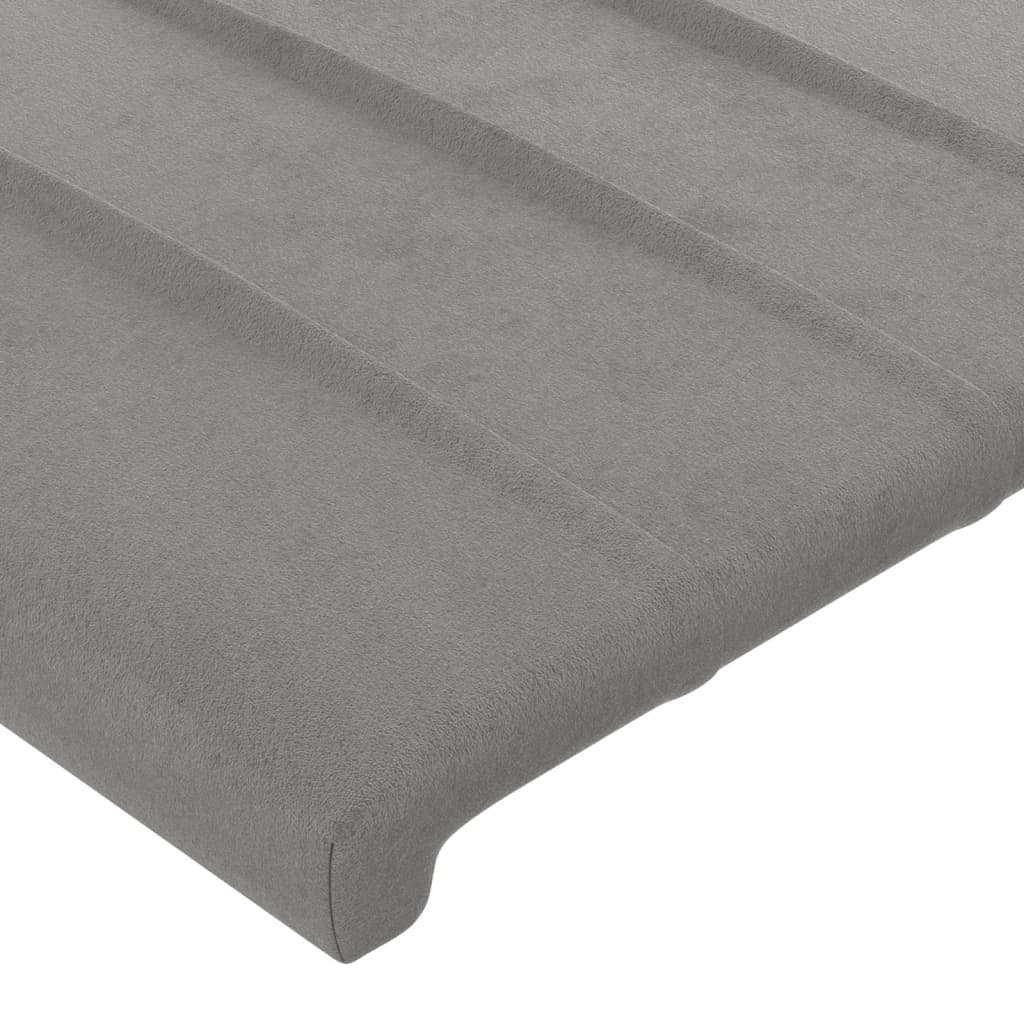 vidaXL Tăblie de pat cu aripioare gri deschis 203x23x118/128cm catifea