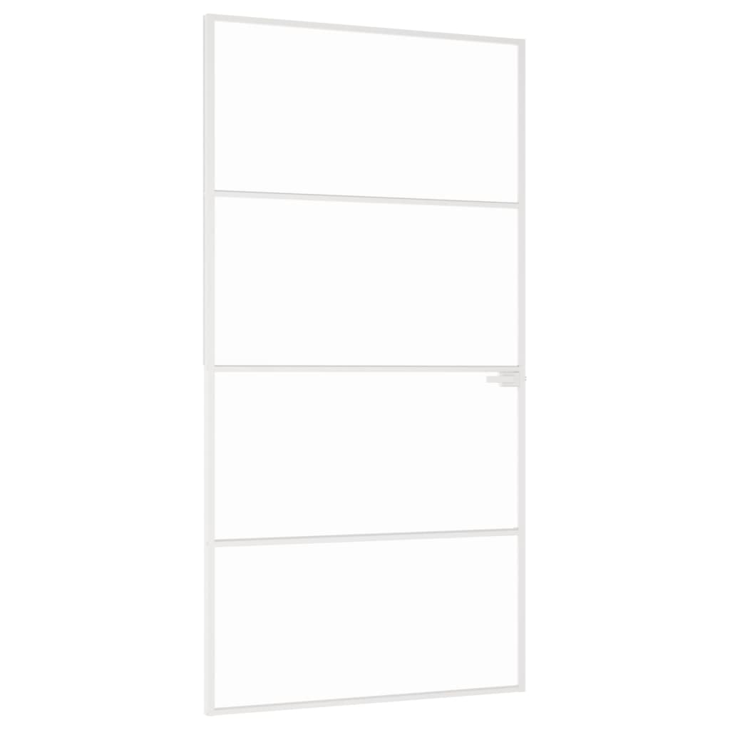 vidaXL Ușă de interior alb 102x201,5 cm sticlă securiz./aluminiu slim