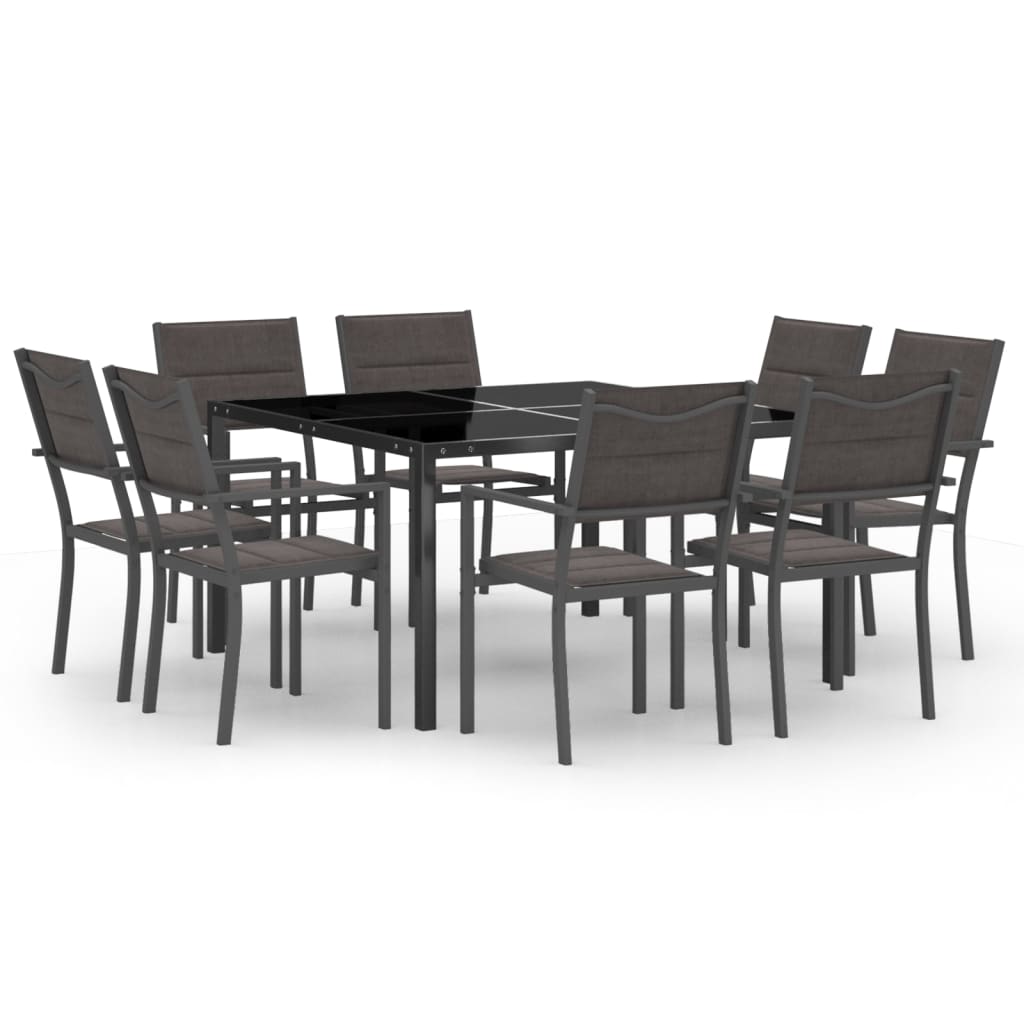 vidaXL Set mobilier de exterior, 9 piese, oțel