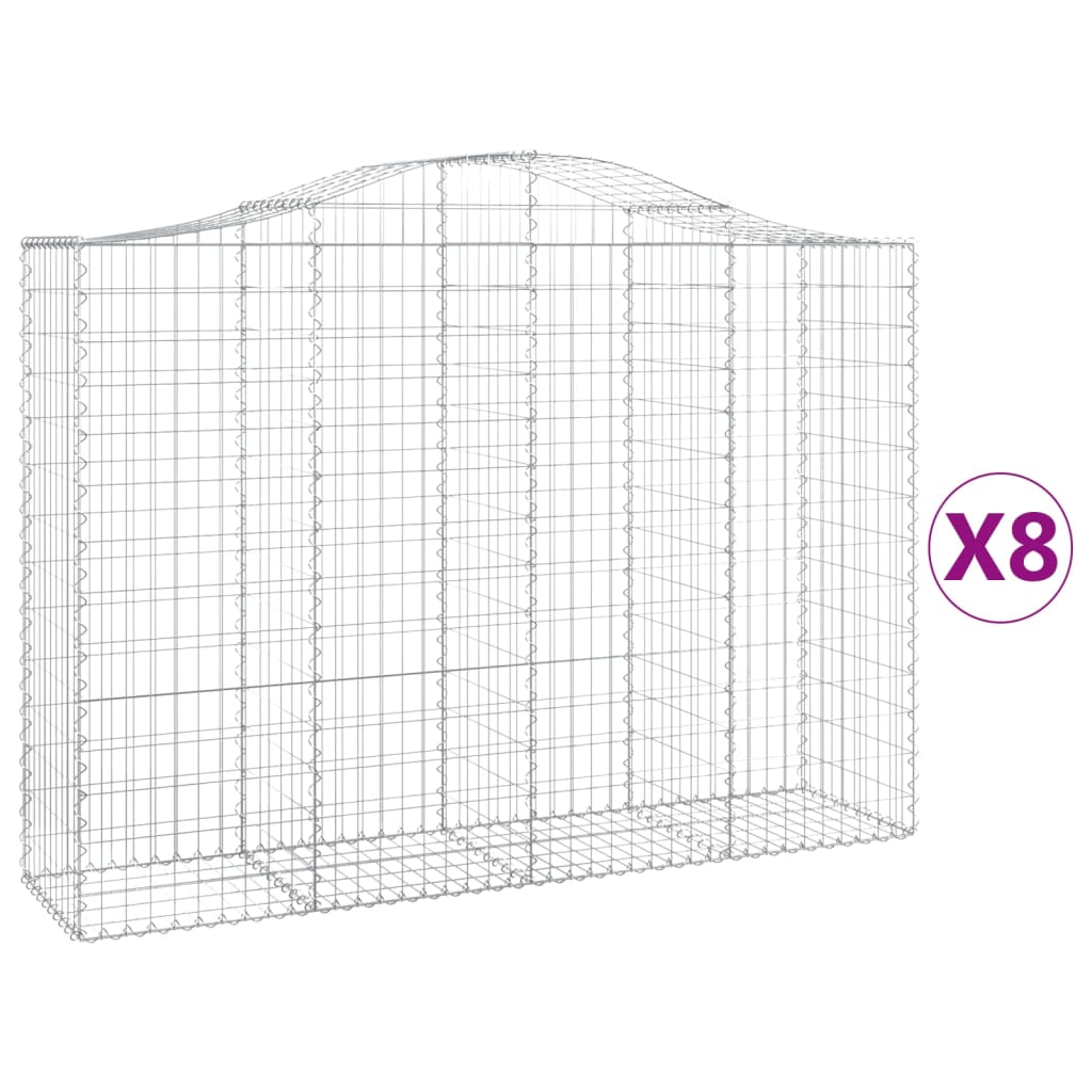 vidaXL Coșuri gabion arcuite 8 buc, 200x50x140/160 cm, fier galvanizat