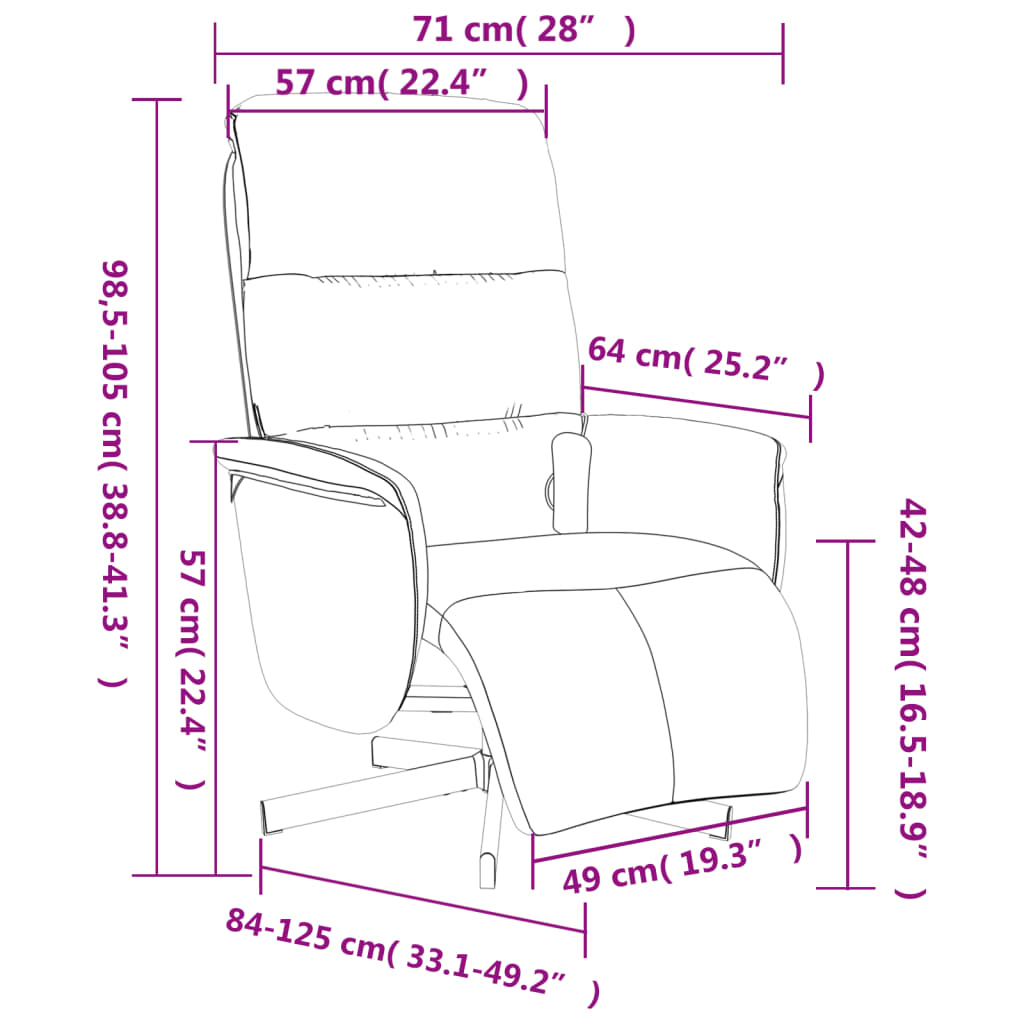 vidaXL Fotoliu de masaj rabatabil cu suport de picioare, maro, textil