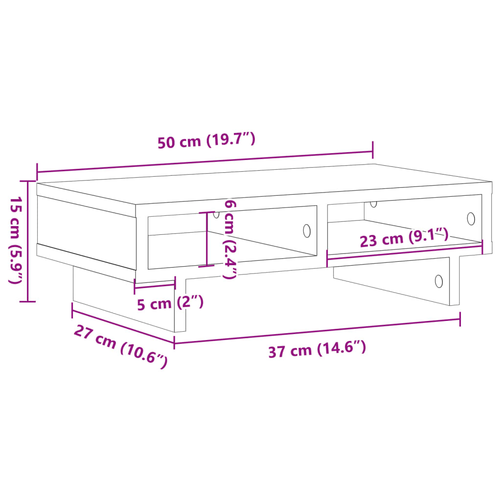 vidaXL Suport de monitor, lemn vechi, 50x27x15 cm, lemn prelucrat