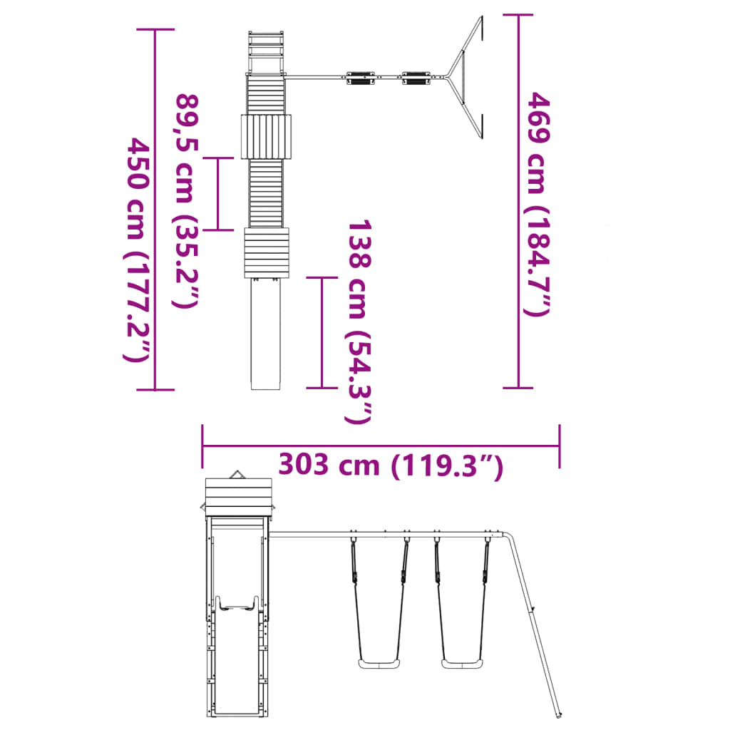 vidaXL Set de joacă pentru exterior, lemn masiv de pin