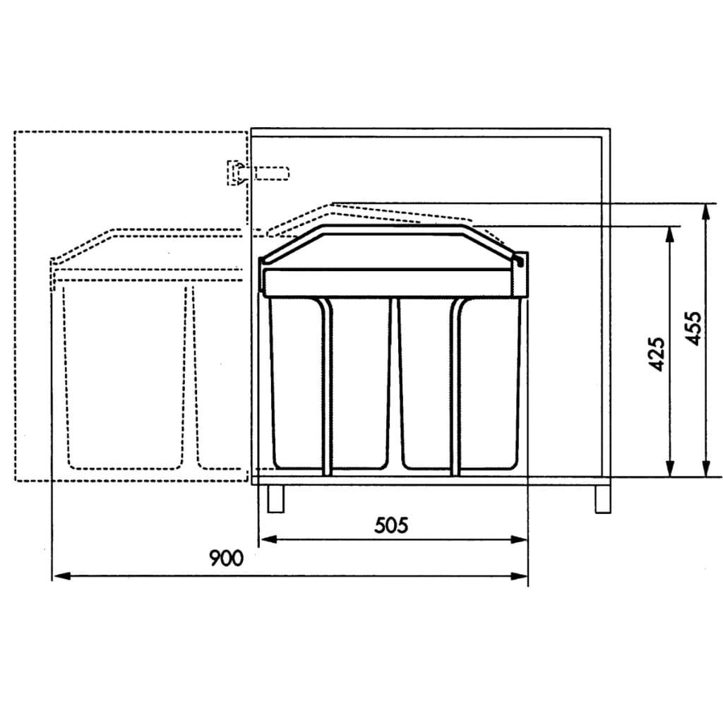 Hailo Coș de gunoi pentru dulap Multi-Box Duo, L, crem, 2 x 14 L