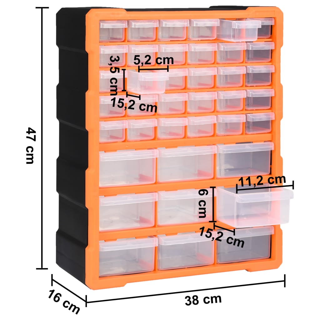 vidaXL Organizator cu 39 de sertare, 38 x 16 x 47 cm