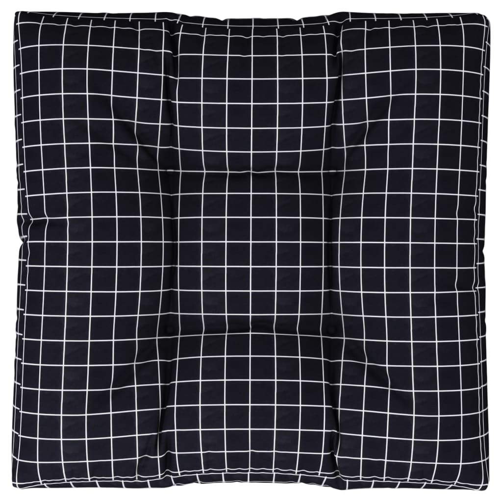 vidaXL Pernă de paleți, negru, 80x80x12 cm, textil, model carouri