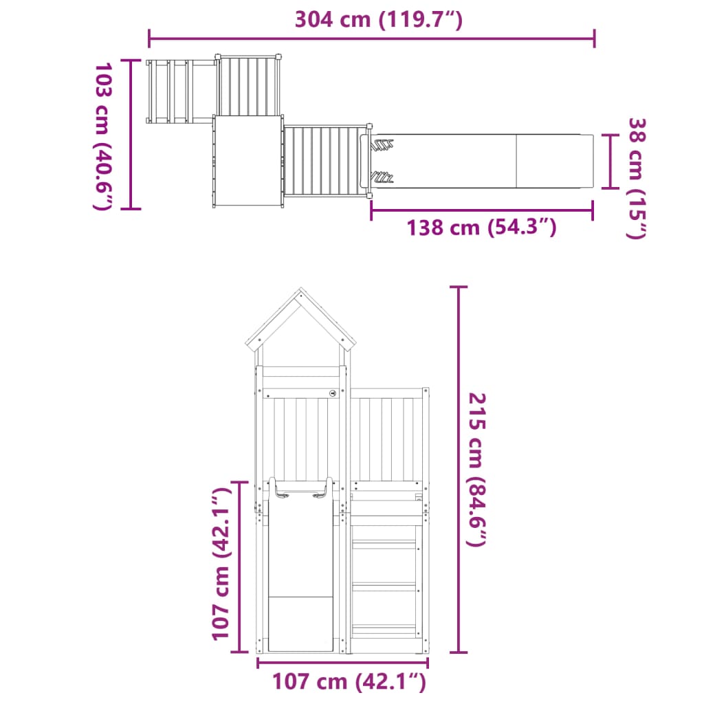 vidaXL Set de joacă pentru exterior, lemn de pin impregnat