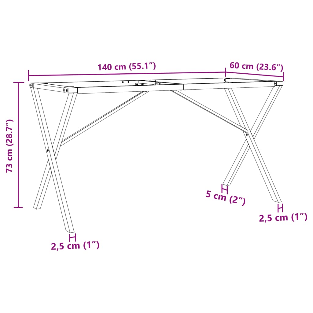 vidaXL Picioare masă de sufragerie X-Frame 140x60x73 cm Fontă