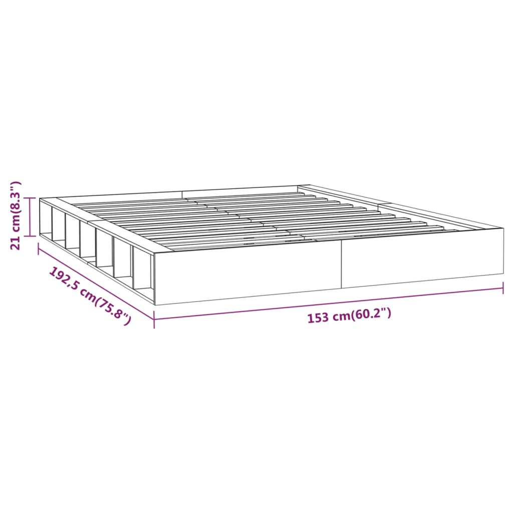 vidaXL Cadru de pat dublu, negru, 135x190 cm, lemn masiv