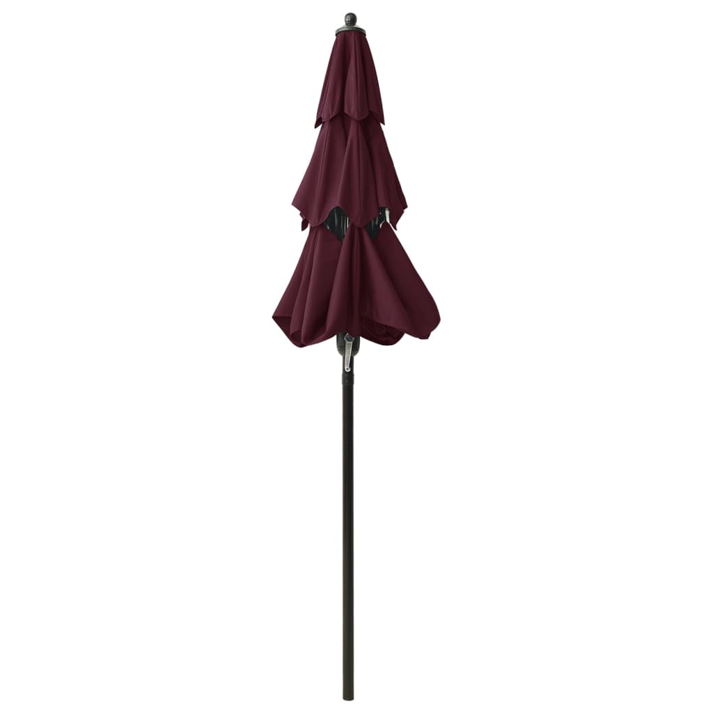 vidaXL Umbrelă de soare 3 niveluri, stâlp aluminiu, roșu bordo, 2 m